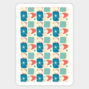 Atomic Age Mid-Century Pattern in Blue, Yellow, Peach and Dark Salmon Magnet